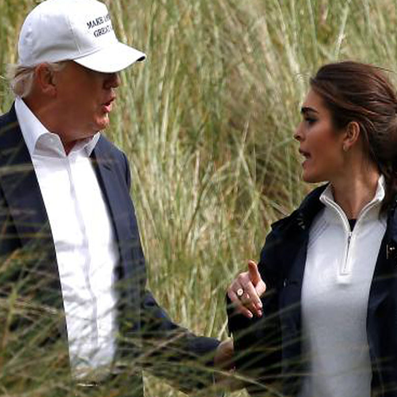 Hope Hicks and Donald Trump at the Trump International Golf Links near Aberdeen