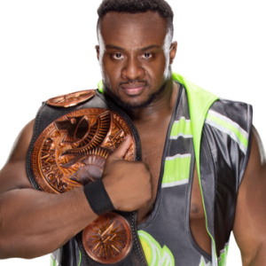 Talented Big E with his WWE tag team championship belt.